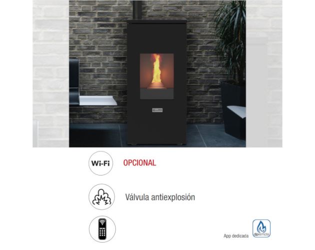 Estufa de pellet Futura 12kW negro Stove Canadian