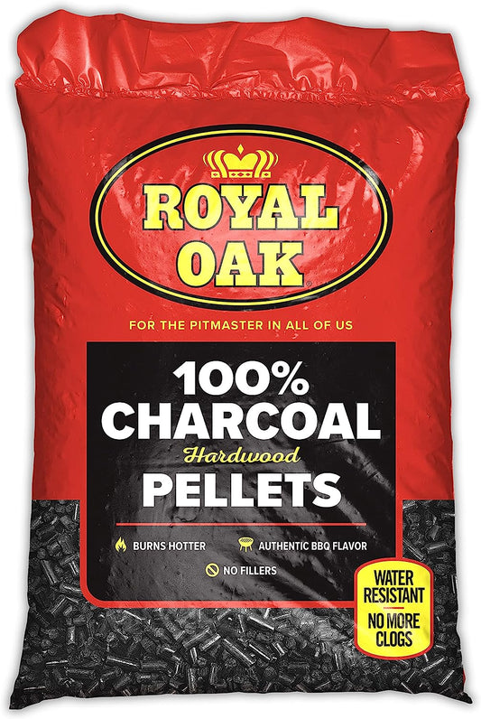 Royal Oak Gránulos de madera dura 100 % carbón para un sabor real de barbacoa, asar a la parrilla y ahumar, alto calor, resistente al agua, fácil de limpiar, bolsa de 30 libras